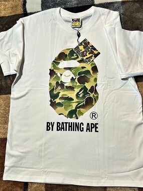 A Bathing Ape ABC Camo By Bathing Ape Tee White & Green Large